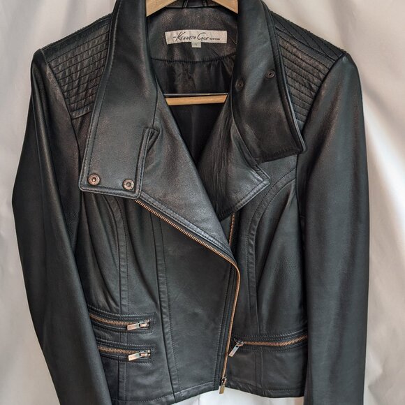 Kenneth Cole Real Leather Moto Jacket L - Picture 5 of 5